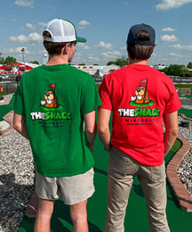 Group shot depicitng serval people wearing custom apparel