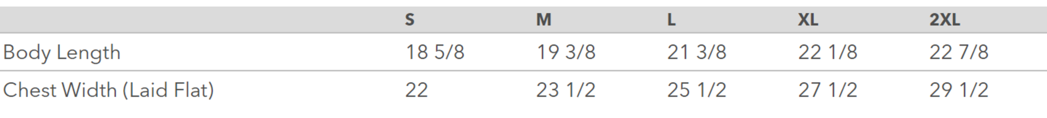 Size chart for a 7502 Bella + Canvas Women's Cropped Fleece Hoodie