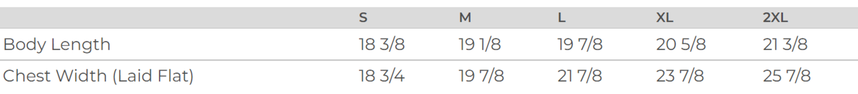 Size chart for a 8882 Bella + Canvas Women’s Flowy Cropped Tee