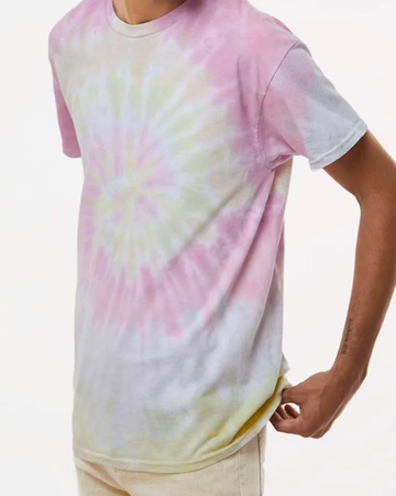 Closeup of a T1000 Colortone Tie Dye Tee