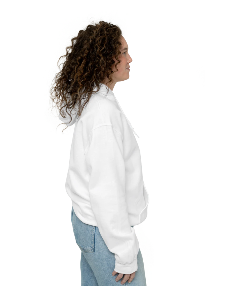 Image of a model wearing a 12500 Gildan Dryblend 50/50 Hooded Sweatshirt