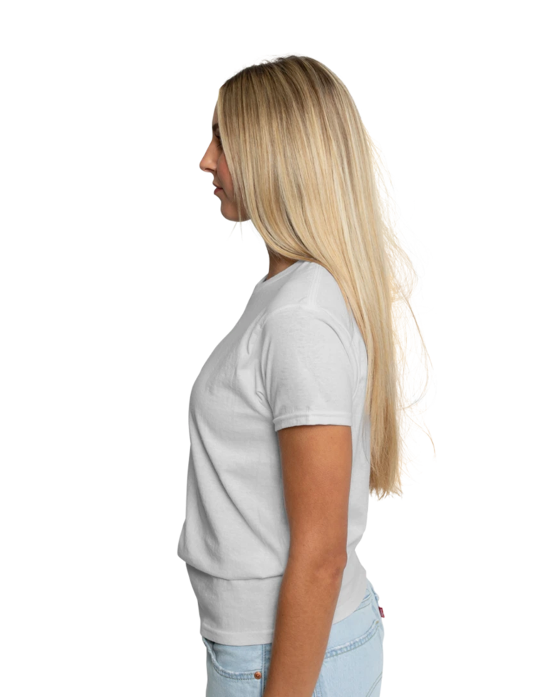 Image of a model wearing a 2000L Gildan Ladies' Ultra Cotton Tee