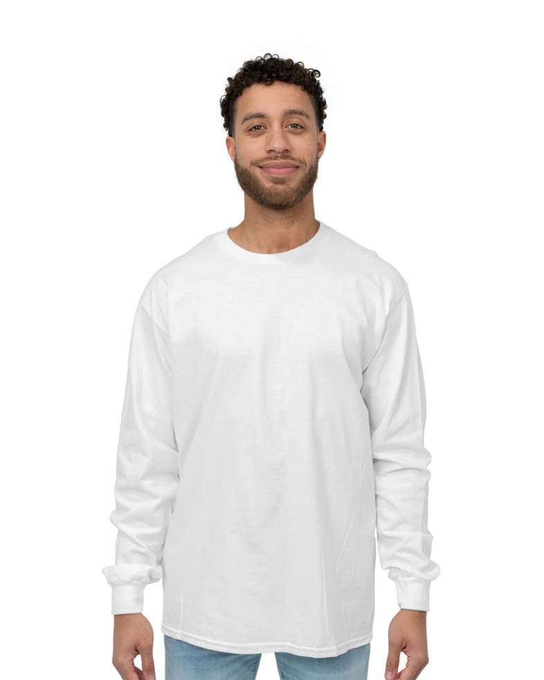 Image of a model wearing a 2400 Gildan Ultra Cotton Long Sleeve