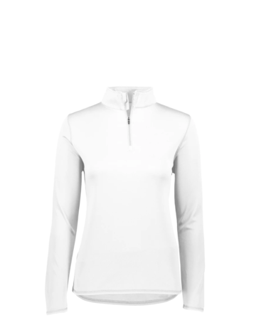 Model wearing a 2787 Augusta Sportswear Women's Attain Color Secure Performance Quarter-Zip Pullover