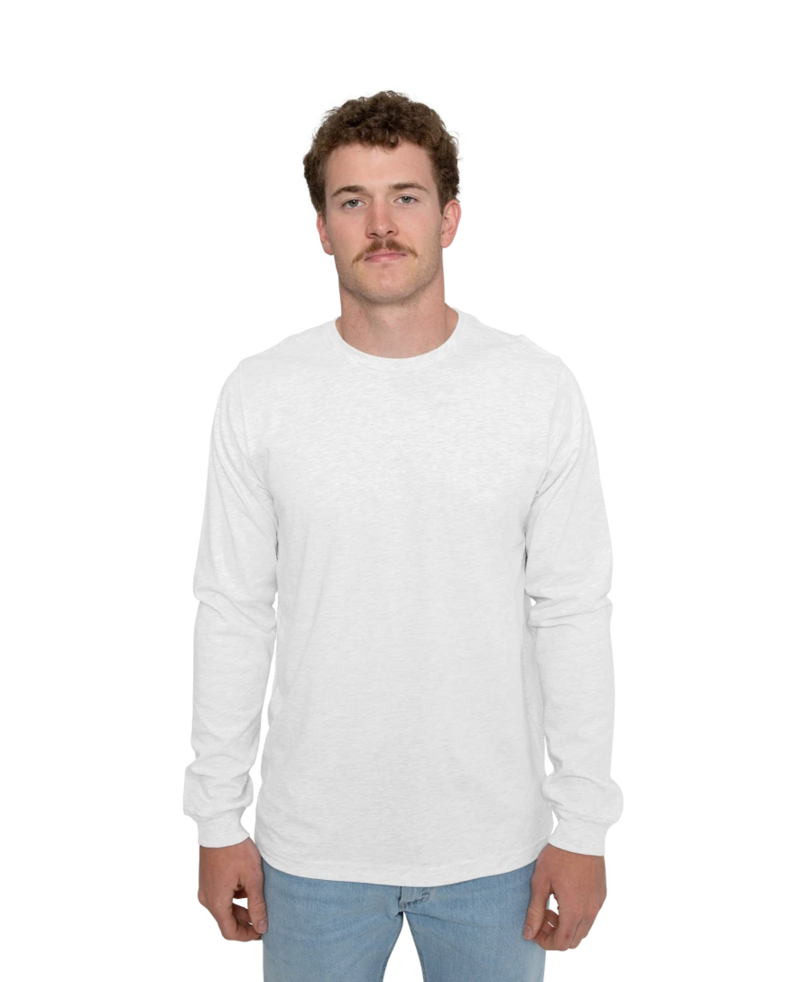 Image of a model wearing a 3501 Bella + Canvas Long Sleeve Jersey Tee