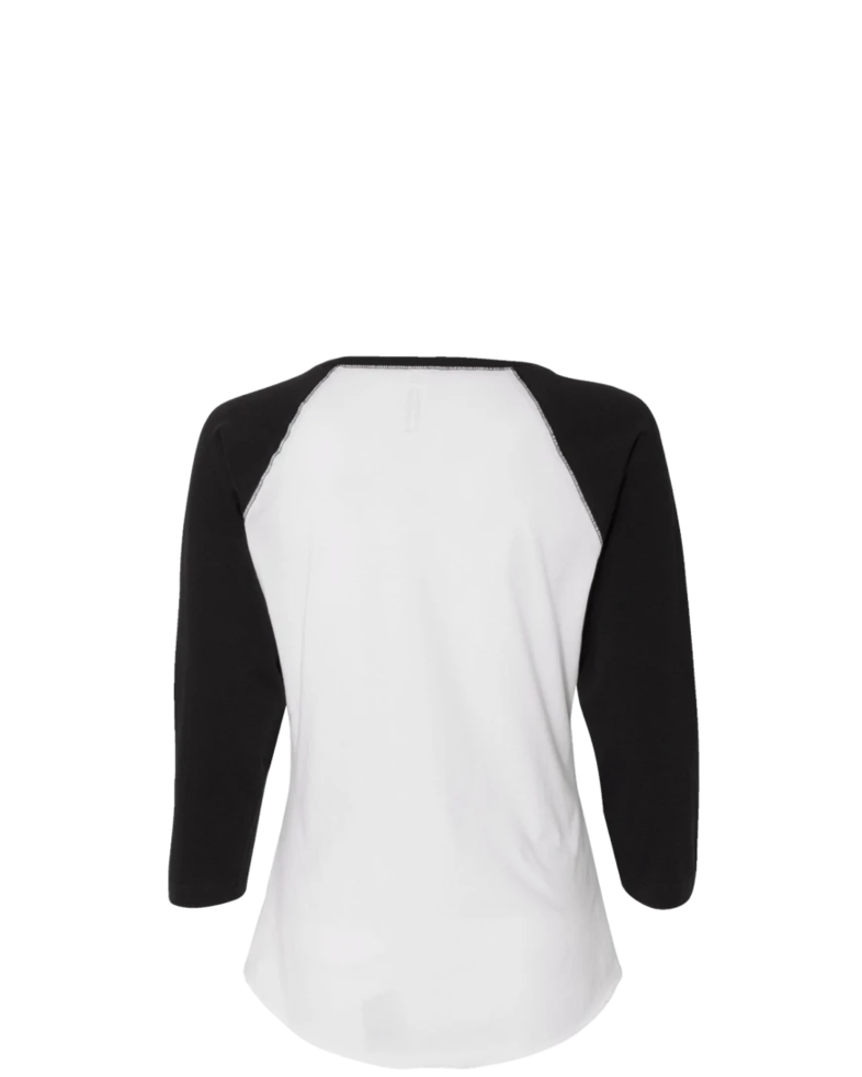 Image of a model wearing a 3530 LAT Women's Baseball Fine Jersey Tee