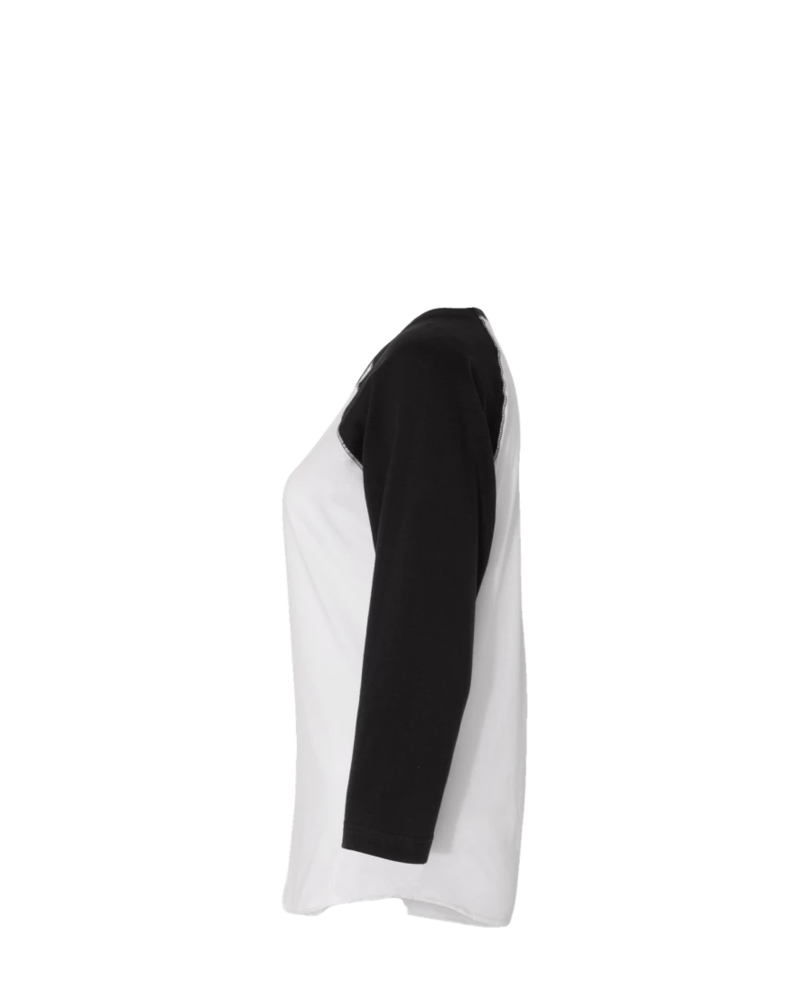 Image of a model wearing a 3530 LAT Women's Baseball Fine Jersey Tee