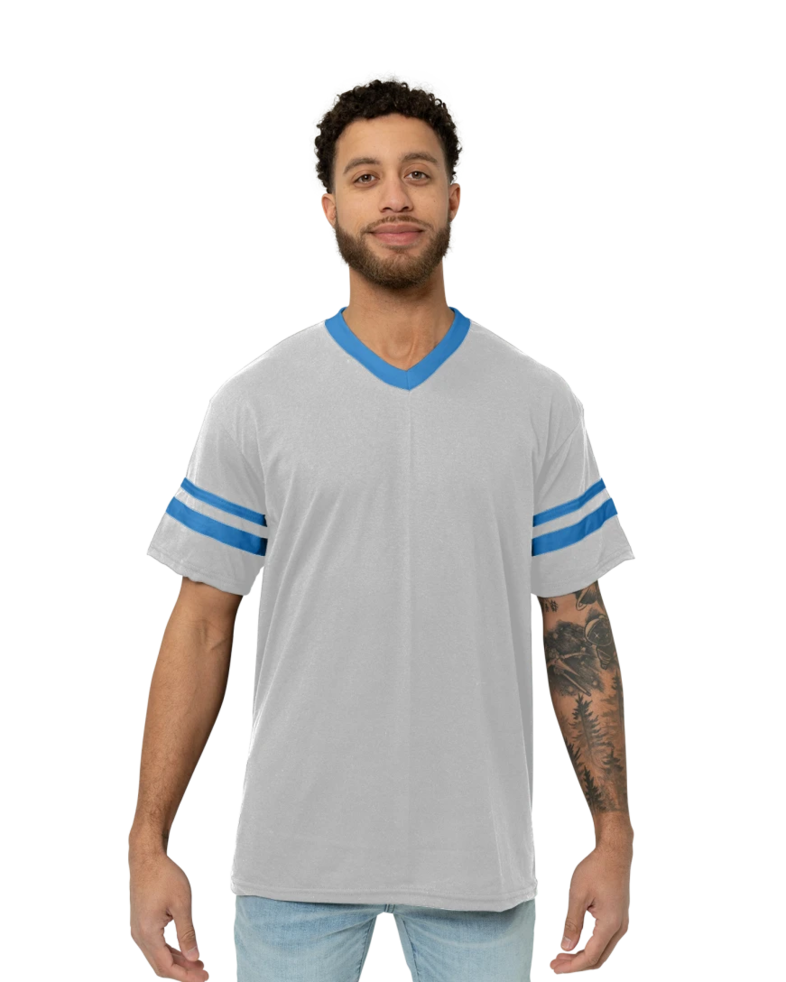 Image of a model wearing a 360 Augusta Double Sleeve Stripe Jersey