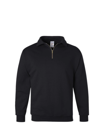 Model wearing a 4528 Jerzees Super Sweats 50/50 Quarter-Zip Pullover