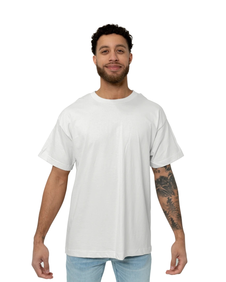 Image of a model wearing a 5180 Hanes Beefy-T