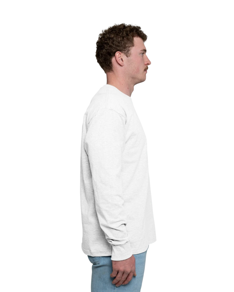 Image of a model wearing a 5186 Hanes Beefy-T Long Sleeve