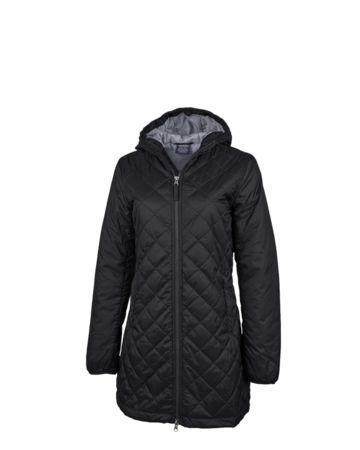 Model wearing a 5245 Charles River Women's Lithium Quilted Hooded Parka