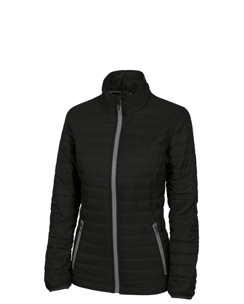 Image of a model wearing a 5640 Charles River Women's Lithium Quilted Jacket