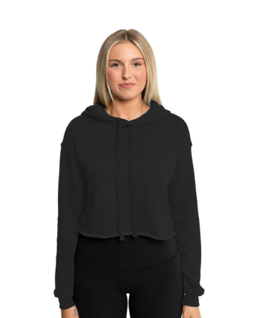 Model wearing a 7502 Bella + Canvas Women's Cropped Fleece Hoodie