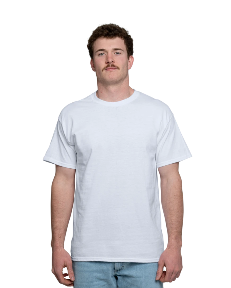 Image of a model wearing a 8000 Gildan DryBlend 50/50 Tee