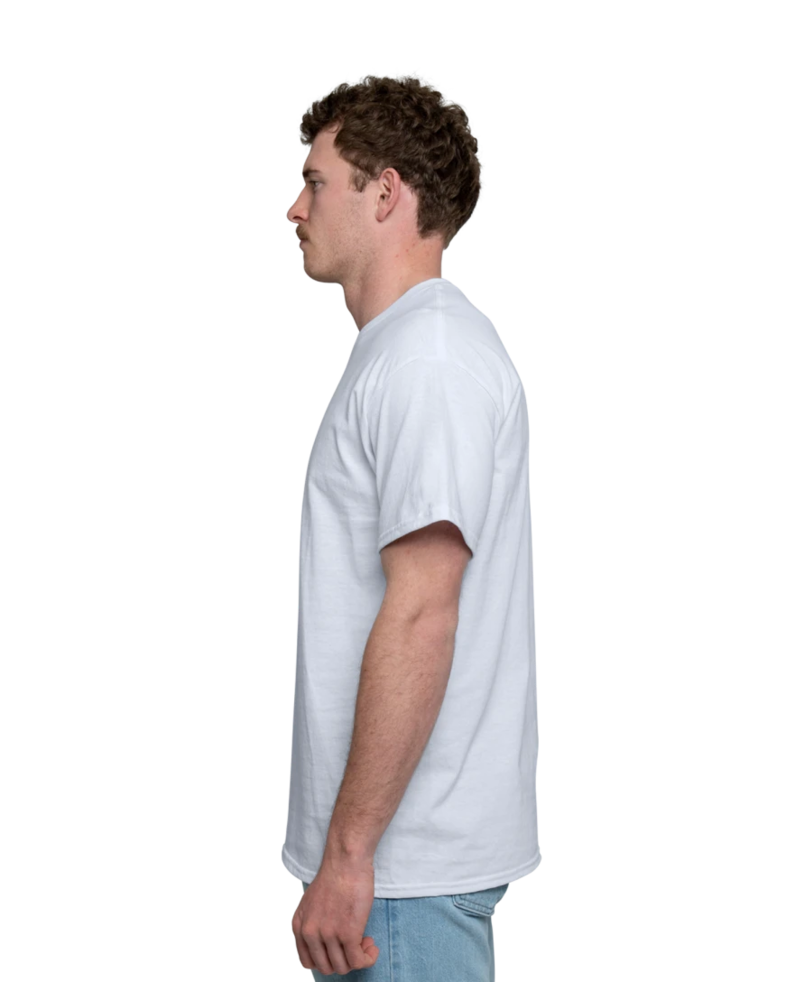 Image of a model wearing a 8000 Gildan DryBlend 50/50 Tee