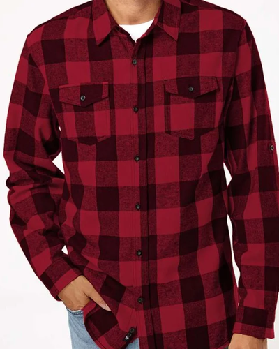 Closeup of a 8210 Burnside Yarn-Dyed Long Sleeve Flannel Shirt