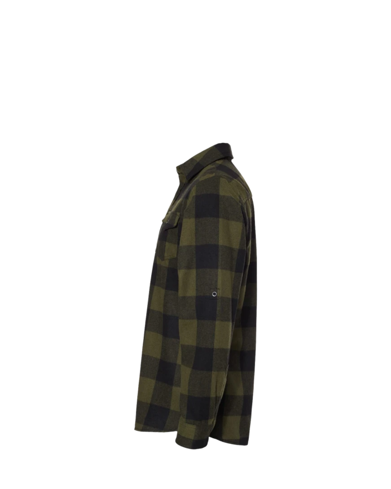 Image of a model wearing a 8210 Burnside Yarn-Dyed Long Sleeve Flannel Shirt