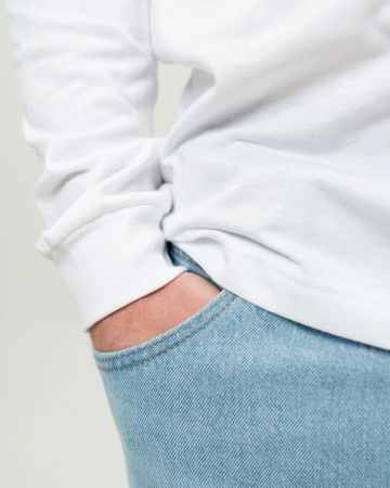 Closeup of a 3501CVC Bella + Canvas Unisex Heather CVC Long Sleeve Tee