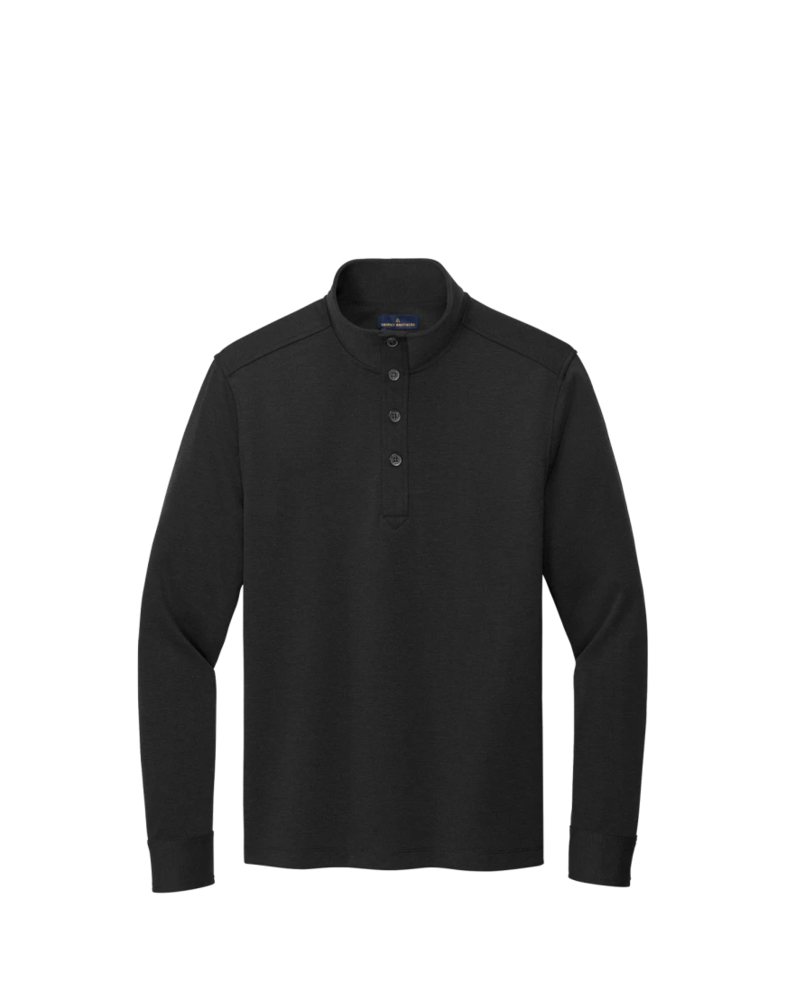 Image of a model wearing a BB18202 Brooks Brothers® Mid-Layer Stretch 1/2-Button