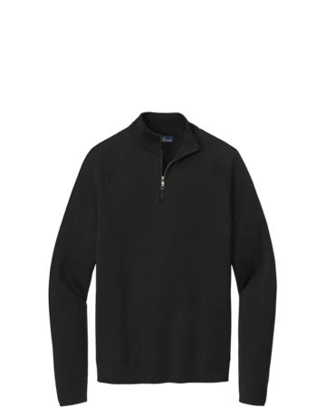 Model wearing a BB18402 Brooks Brothers® Cotton Stretch 1/4-Zip Sweater