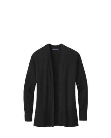 Model wearing a BB18403 Brooks Brothers® Women’s Cotton Stretch Long Cardigan Sweater
