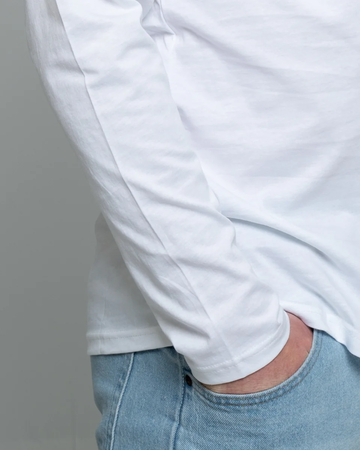 Closeup of a DT105 District Long Sleeve Tee