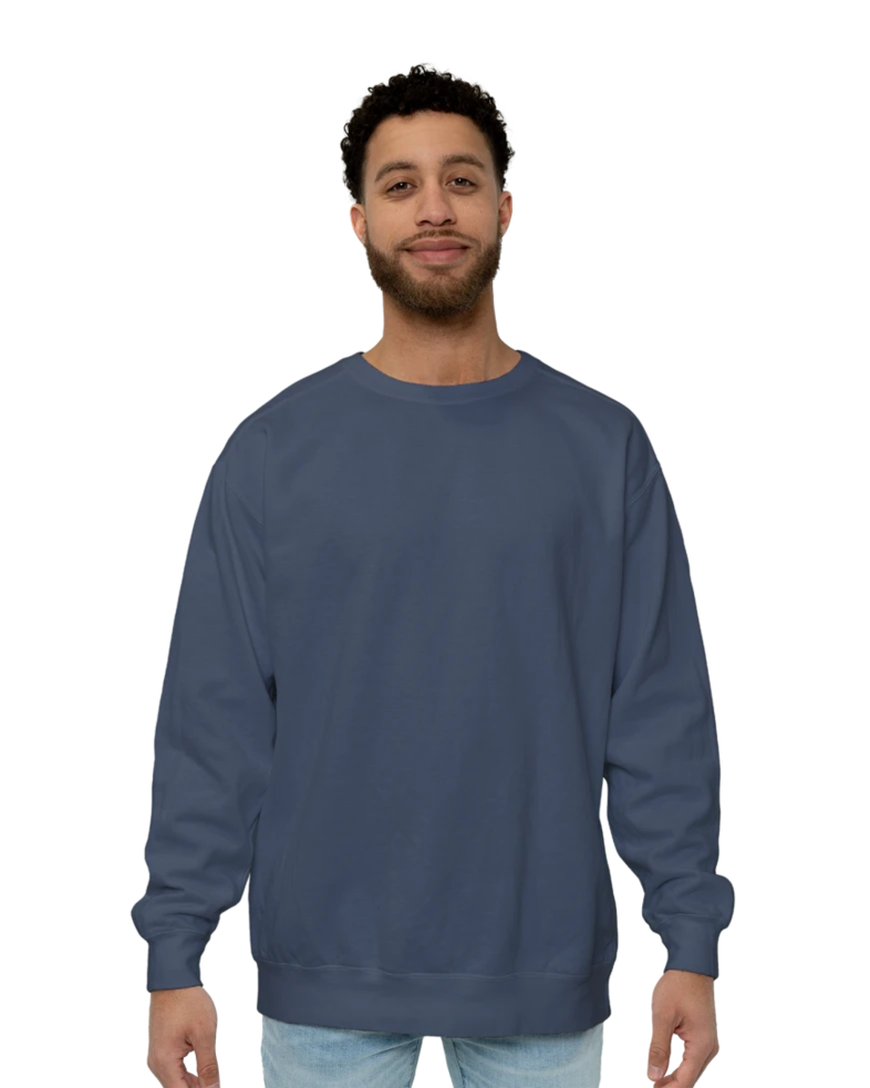Image of a model wearing a CC1566 Comfort Colors Crewneck Sweatshirt