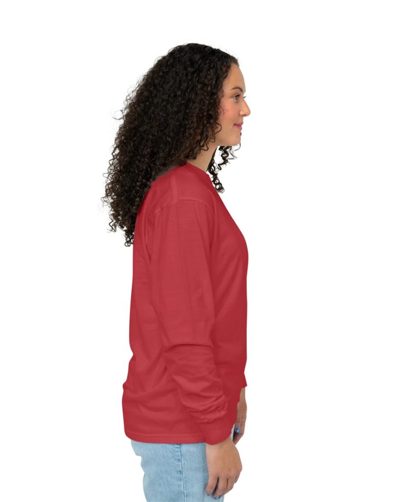 Image of a model wearing a CC4410 Comfort Colors Long Sleeve Pocket T-shirt