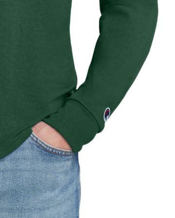 Closeup of a CC8C Champion Heritage 5.2-Oz. Jersey Long Sleeve Tee