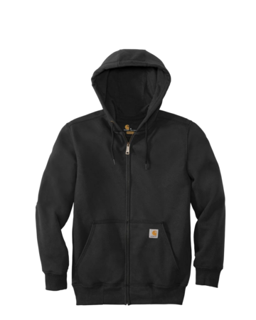 Model wearing a CT100614 Carhartt Rain Defender Paxton Heavyweight Hooded Zip-Front Sweatshirt