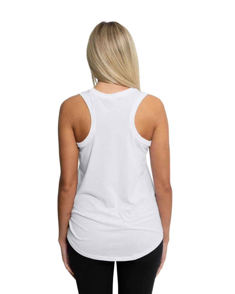 Image of a model wearing a DM138L District Ladies Perfect Tri-Blend Racerback Tank