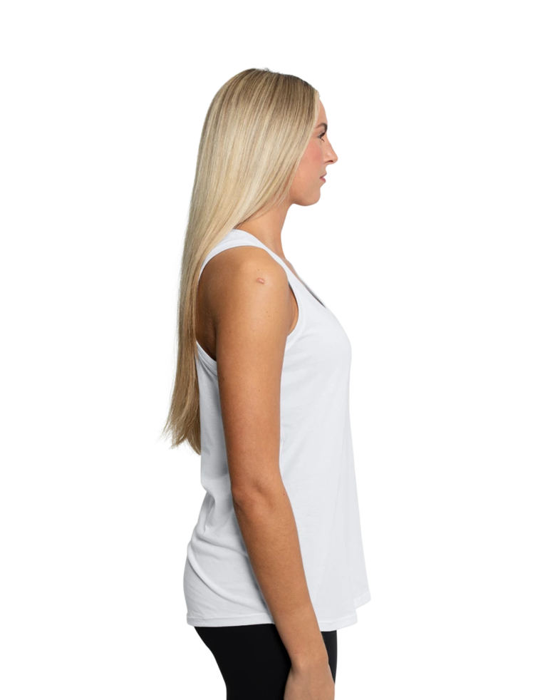 Image of a model wearing a DM138L District Ladies Perfect Tri-Blend Racerback Tank