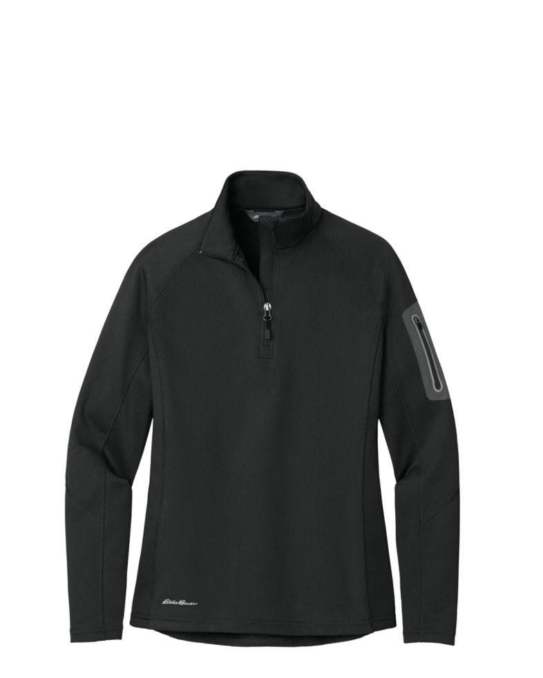 Image of a model wearing a EB235 Eddie Bauer Ladies 1/2-Zip Performance Fleece