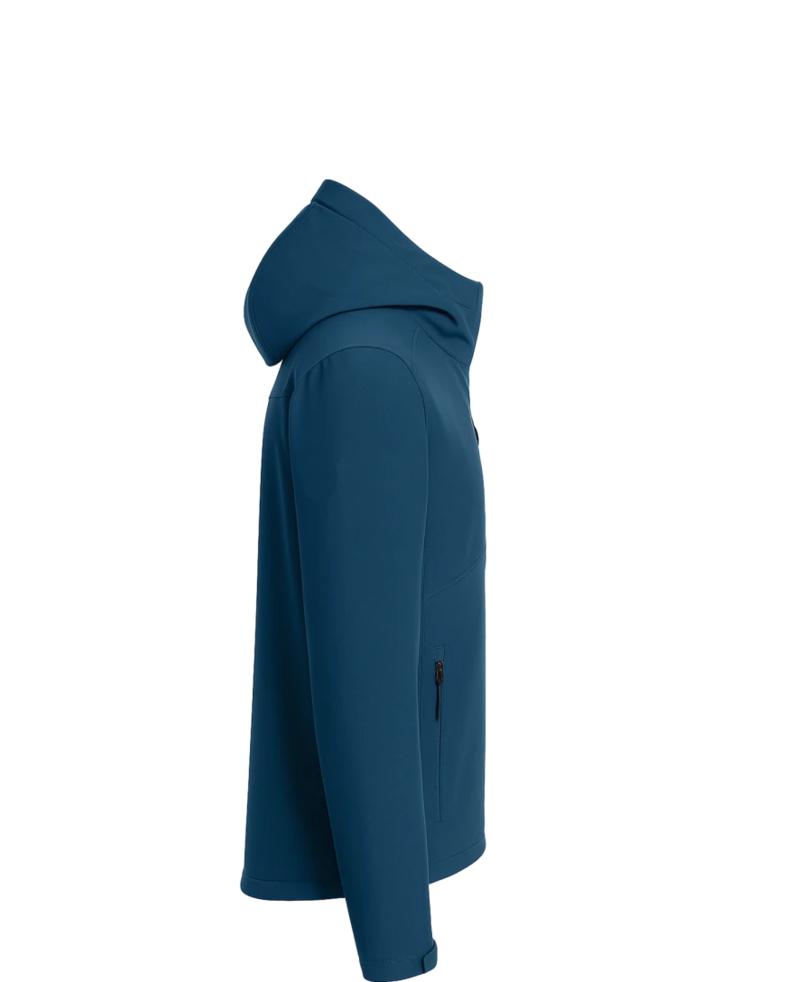 Image of a model wearing a EB536 Eddie Bauer Hooded Soft Shell Parka