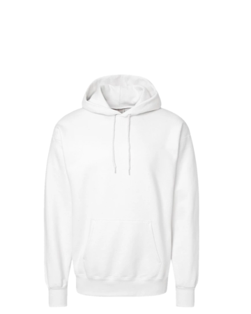 Model wearing a F170 Hanes Pullover Hooded Sweatshirt