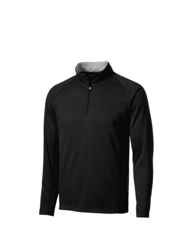 Model wearing a F243 Sport-Tek Sport-Wick Fleece 1/4-Zip Pullover