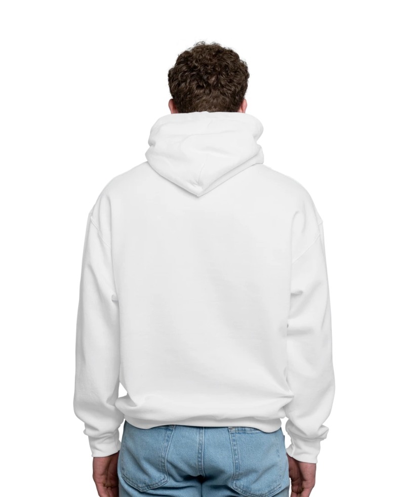 Image of a model wearing a 18500 Gildan Blend Pullover Hooded Sweatshirt