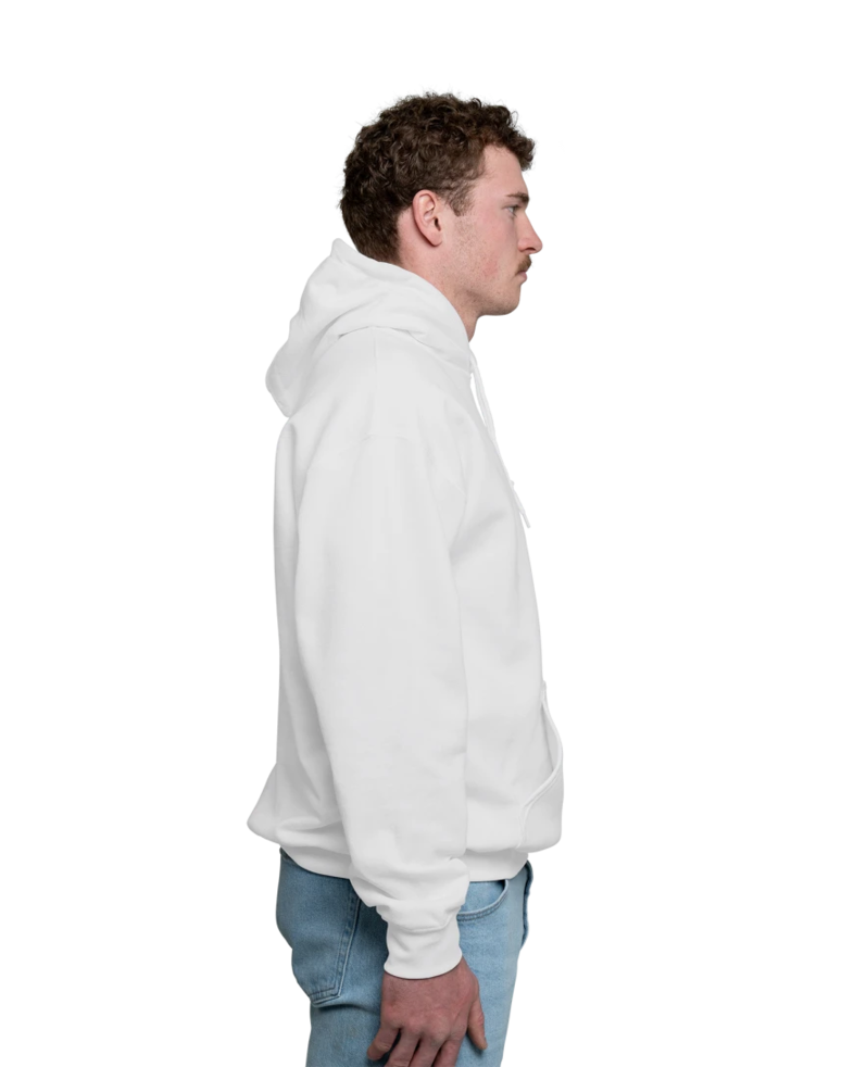 Image of a model wearing a 18500 Gildan Blend Pullover Hooded Sweatshirt