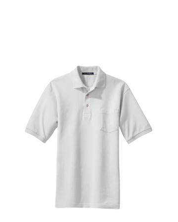 Model wearing a K420P Port Authority Pique Knit Sport Shirt with Pocket