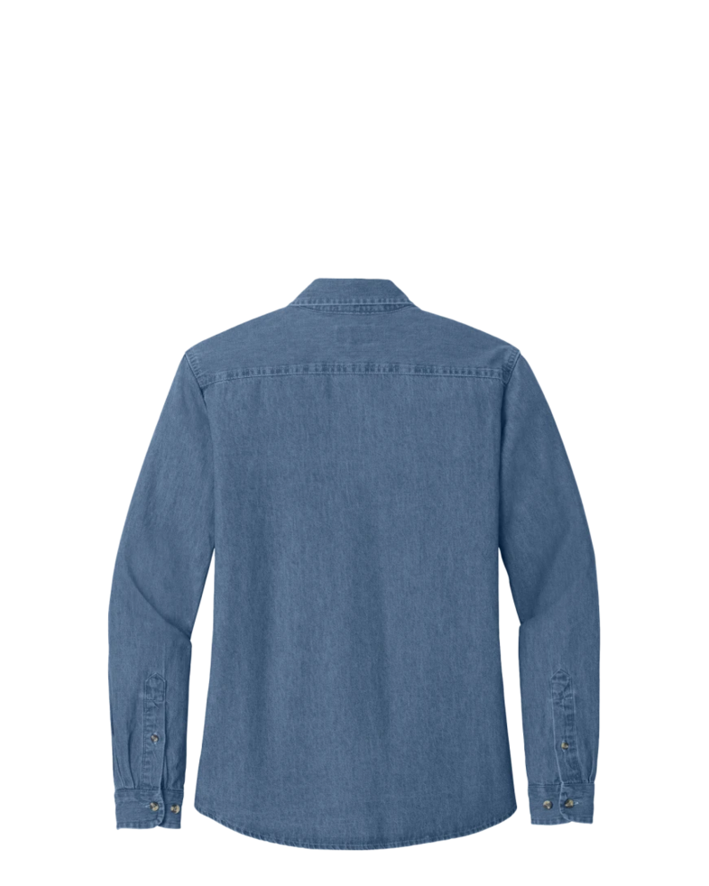 Image of a model wearing a LSP10 Port & Company Ladies Long Sleeve Value Denim