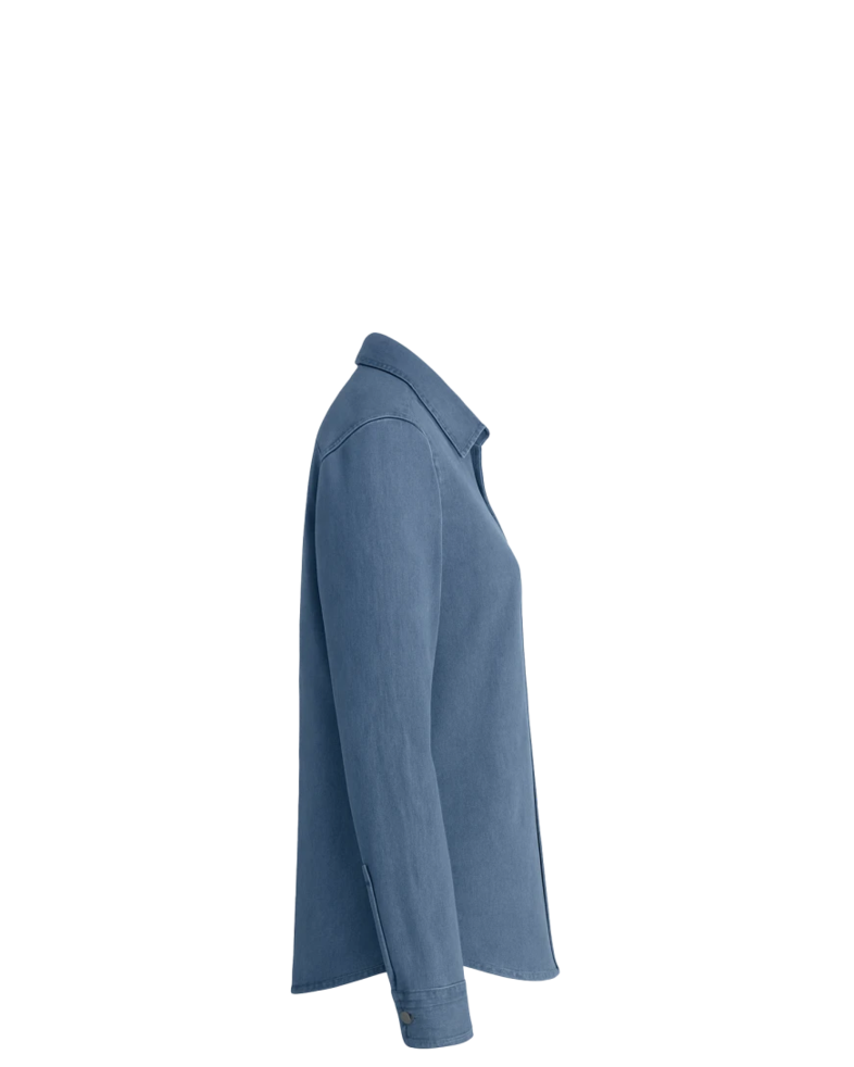 Image of a model wearing a LSP10 Port & Company Ladies Long Sleeve Value Denim