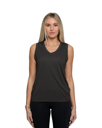 Model wearing a LST352 Sport-Tek Ladies Sleeveless PosiCharge Competitor V-Neck Tee
