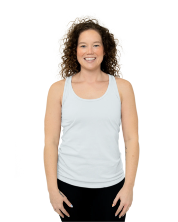 Model wearing a Next Level 1533 Ladies Ideal Racerback Tank