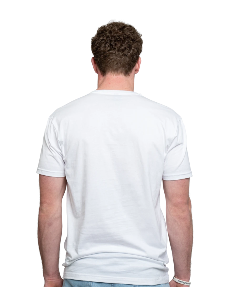 Image of a model wearing a Next Level 3200 Premium Short Sleeve V-Neck T-shirt