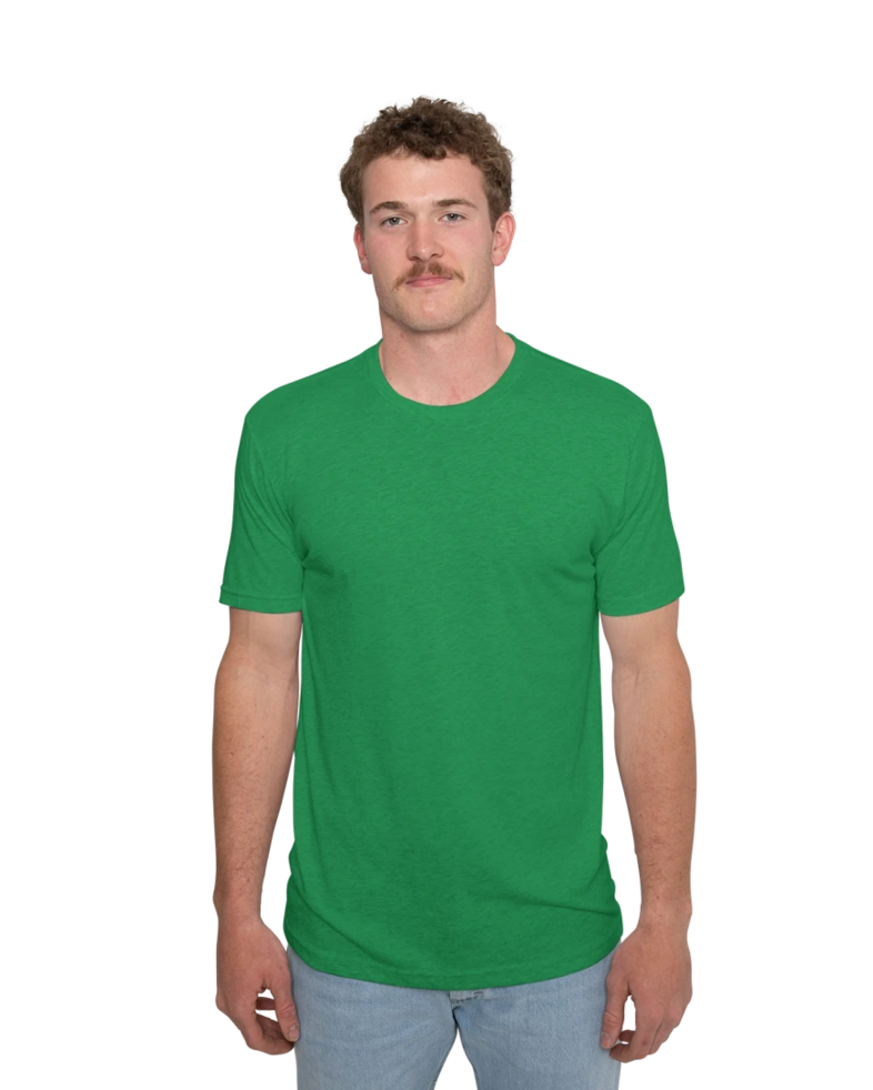 Image of a model wearing a NL6010 Next Level Unisex Tri-Blend Crew Tee