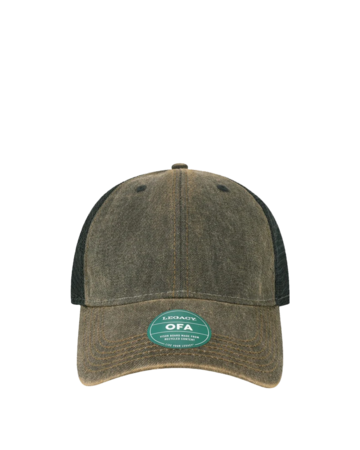 Model wearing a OFA LEGACY Old Favorite Trucker Cap