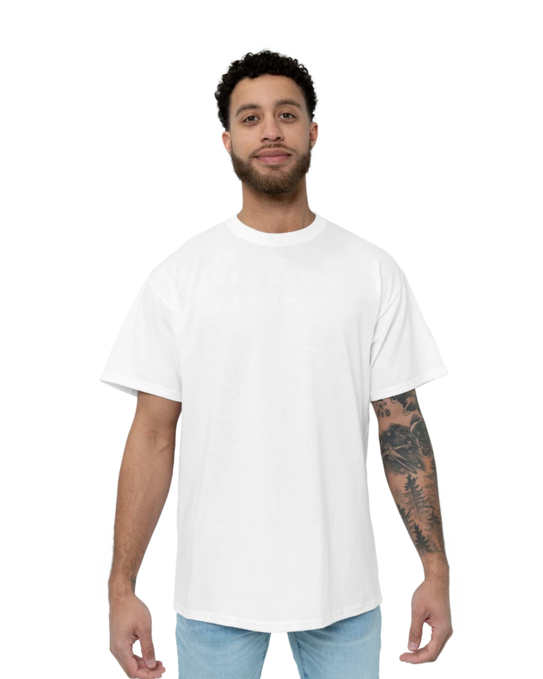 Image of a model wearing a PC55 Port & Company Core Blend Tee