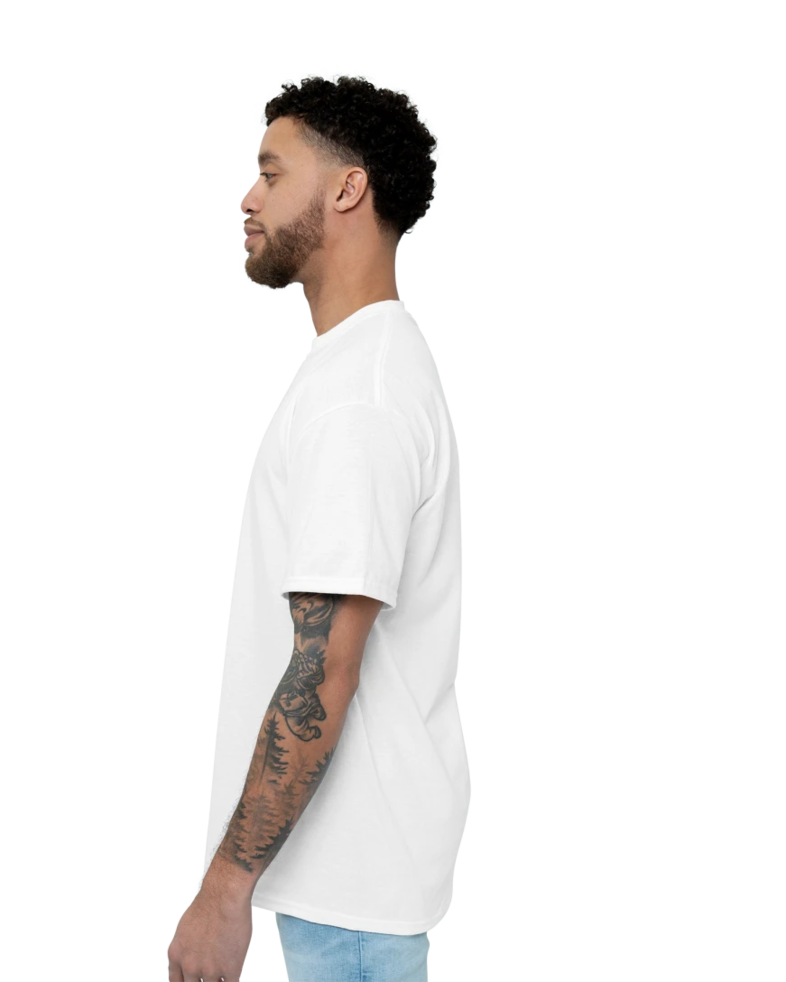 Image of a model wearing a PC55 Port & Company Core Blend Tee