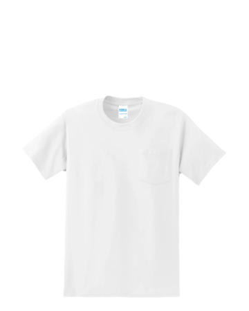Model wearing a PC61P Port & Company Essential Tee with Pocket
